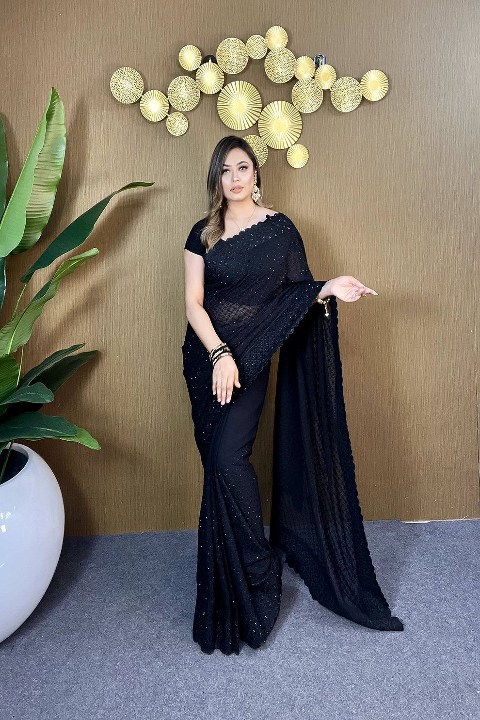 Black Diamond Soft Chiffon Georgette Saree